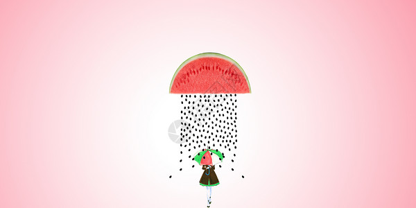 一把绿色可爱的雨伞可爱壁纸设计图片