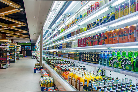 超市饮料柜台【媒体用图】（仅限媒体用图使用，不可用于商业用途）背景