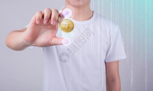 一枚心形奖牌互联网比特币设计图片