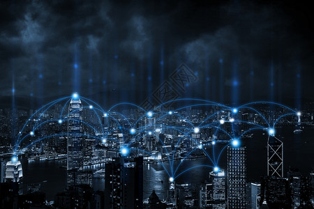 互联网经济交流夜色城市虚拟科技设计图片