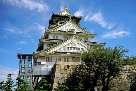 石头公园日本大阪城公园天守阁背景