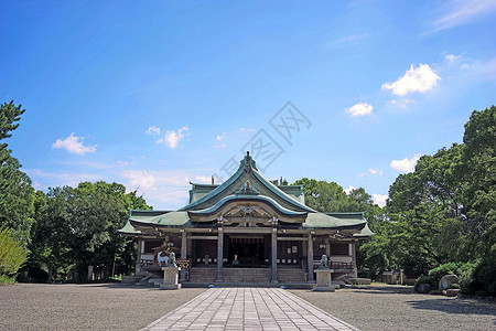 栉田神社日本大阪城公园背景