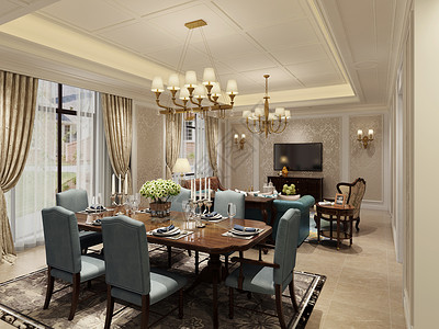 美式餐厅宣传单复古风客厅室内设计效果图背景