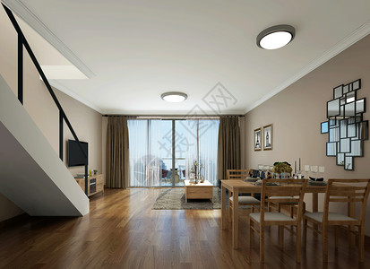客厅楼梯现代简约风客厅室内设计效果图背景