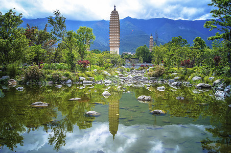 佛宫寺释迦塔大理三塔背景