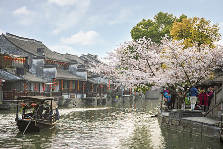 江南古镇风景背景图片