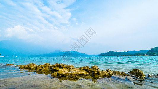 台湾日月潭石碑台湾日月潭背景