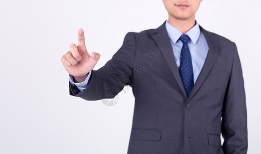 科技论坛会议商务男士单手指点击触屏动作手势背景