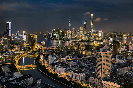 苏州河岸夜上海背景