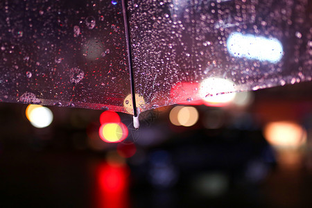 透明蒸汽波下雨天雨伞雨珠素材背景