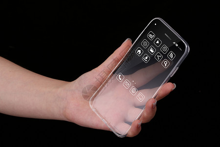 透明屏幕素材手拿手机壳设计图片