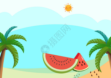 西瓜椰子树装饰夏天设计图片
