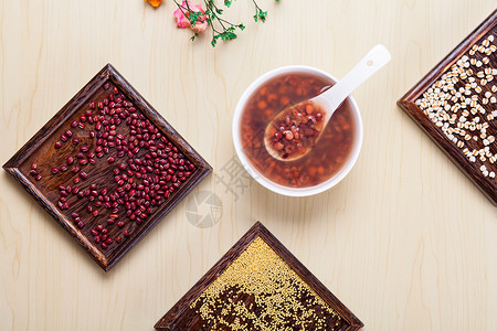 硅胶勺红豆薏米粥背景
