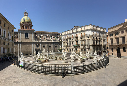 意大利喷泉欧洲意大利建筑全景图背景