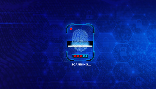 加密信息指纹解锁科技背景图片