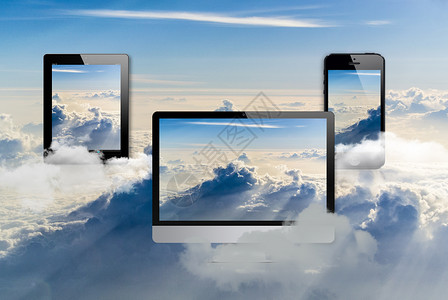 手机平板笔记本电子产品与云服务设计图片