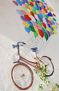 创意单车彩绘气球背景图片