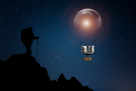 山头蒙古包灯泡热气球设计图片