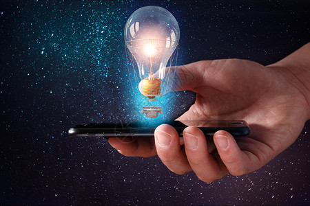 灯泡热气球科技科幻手机设计图片