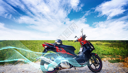 越野骑行天空绚丽摩托车设计图片