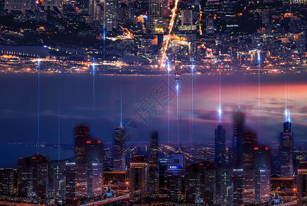 超现实的背景城市信息交流设计图片