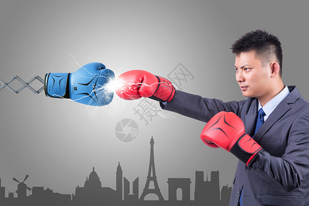 搏击护具商务人士与拳击概念背景图设计图片