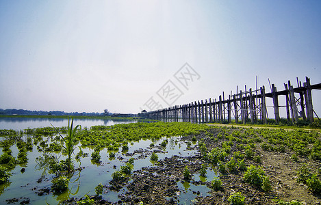 缅甸乌本桥灵乌路空高清图片