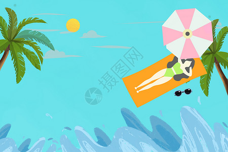 实用日本旅游海报免费下载夏日游泳插画设计图片
