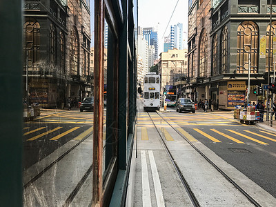 香港街头电车背景图片