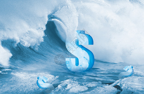 大海巨浪被波涛冲击的美元设计图片