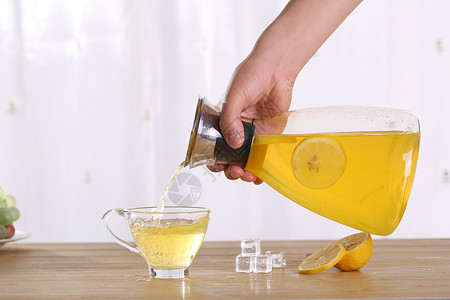 蜂蜜工艺玻璃茶壶柠檬水背景