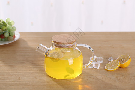 茶道玻璃茶壶柠檬水玻璃茶壶柠檬水背景