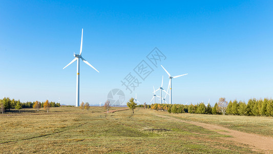 草原上发电风车背景图片