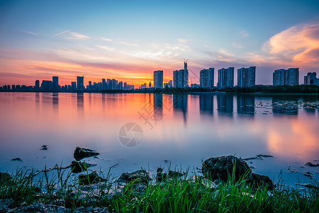 武汉沙湖日落风光高清图片