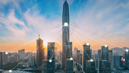 城市摩天楼传播信号科技图设计图片