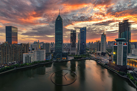 工程经济武汉城市高楼夜景背景