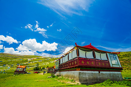 藏族唐卡藏式小屋背景