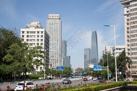 国际银行建筑街景背景