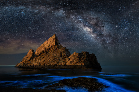 水面上的星轨银河阳光海岸上空的银河背景