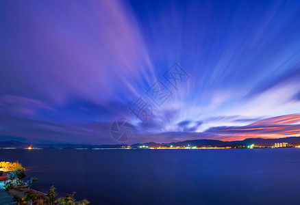 洱海夜景洱海晨曦背景