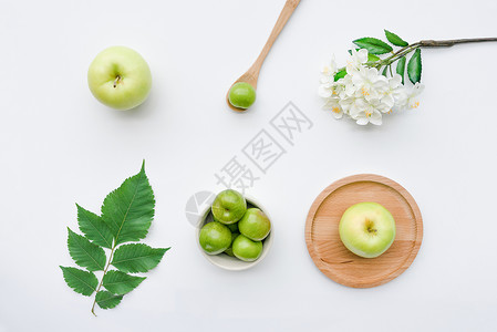 木色和绿色摄影创意水果背景