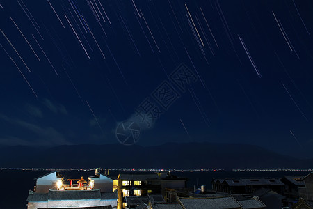 洱海夜景洱海星轨背景