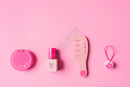 ps毛刷素材儿童节粉色背景梳妆玩具背景
