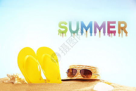 夏天沙滩鞋子高清图片