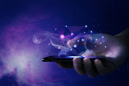 星空手机紫色眩光科技手机设计图片