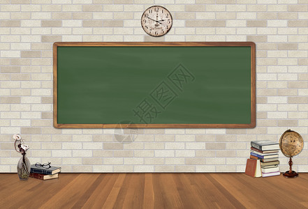 地板教室绿色黑板复古课堂背景