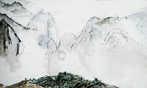 山水水彩画水墨中国风传统艺术简约背景背景