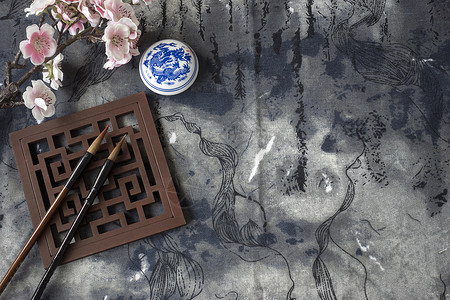 国风蓝色云纹水墨中国风传统艺术简约背景背景