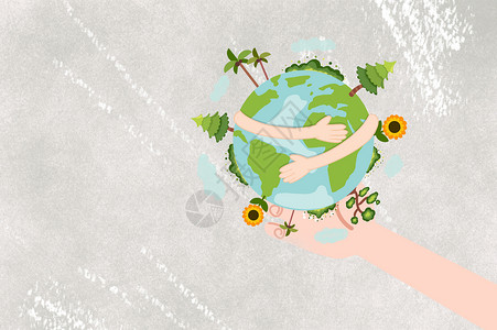 环保插图手举全球绿色化设计图片