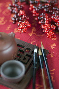 水墨书法传统艺术茶道中国风背景图片